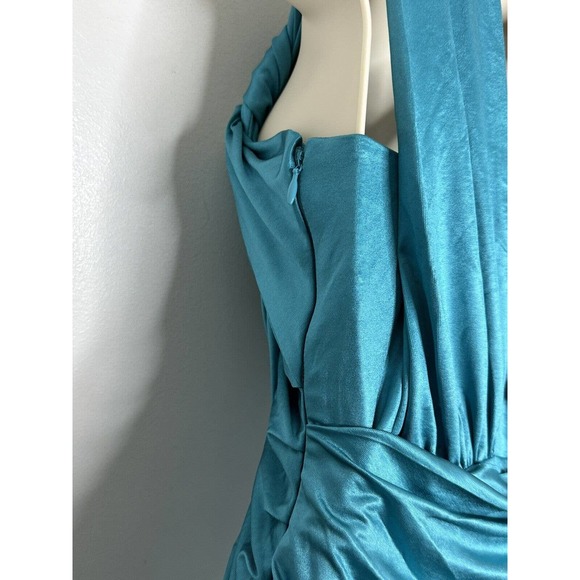 Bebe Womens Wrap And TWIST Glam Teal Shine Strappy DRESS SIZE Medium New - Picture 10 of 12
